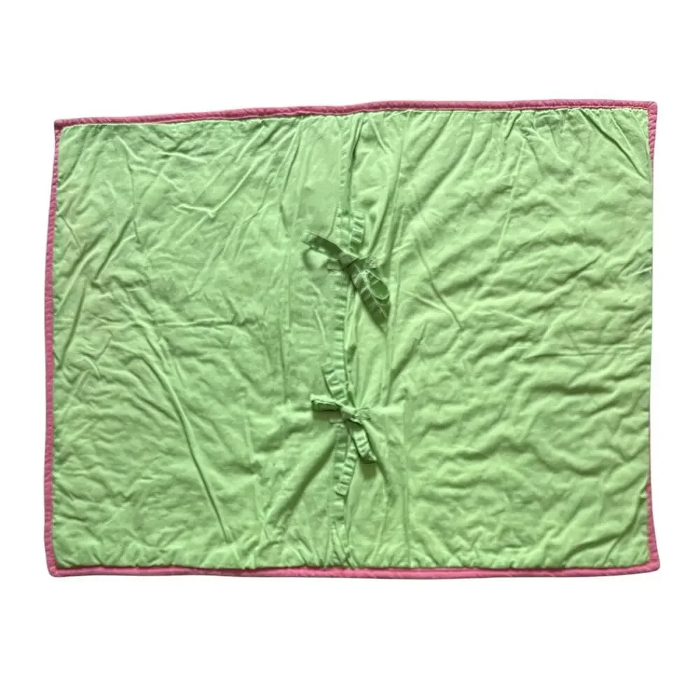 Pottery Barn Kids Pillow Sham Pink Green Paisley Quilted 2 Standard Reversible